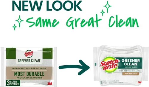 Vista 2 de Scotch-Brite Greener Clean - Esponja antiarañazos para limpieza, esponja para lavar platos, limpieza de cocina, rendimiento superior y fabricada