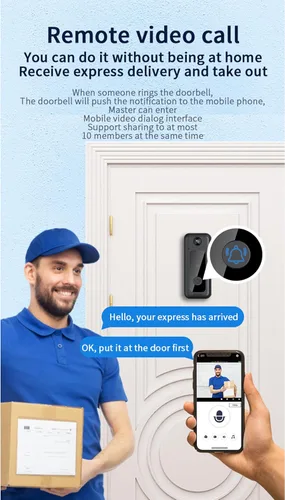 Vista 5 de Timbre inteligente inalámbrico M3 2024, alertas de reconocimiento inteligente, monitoreo remoto en tiempo real, cámara de timbre visual de video HD