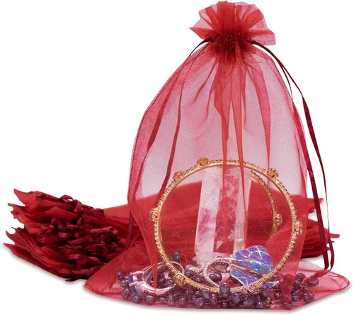 Vista 23 de TheDisplayGuys - Paquete de 48 bolsas de regalo de organza transparente negra de 2 x 2-3/4 pulgadas con cordón, bolsas de regalo para joyas, bolsas