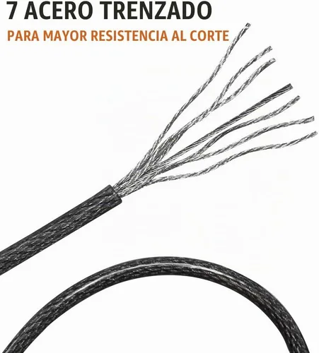 Vista 6 de BV Cable de bicicleta de 2.5 pies con bucles - Cable de acero trenzado resistente al corte de 5 mm (3/16 pulgadas) - Versátil y resistente a la Única