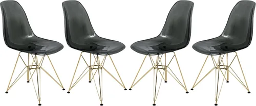 Vista 11 de LeisureMod Sillas de comedor de acrílico con base Eiffel cromada, respaldo ergonómico curvado, juego de 2 sillas laterales ligeras para cocinas
