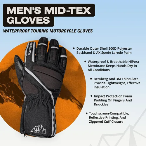 Vista 2 de Tourmaster Guantes de moto Mid-Tex para hombre