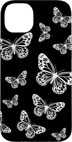 Vista 15 de Cute White Butterflies Black Background Case for iPhone 17