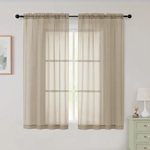 Vista 144 de 2 paneles de cortinas traslúcidas blancas para dormitorio, sala de estar, 96 pulgadas de largo, modernas, suaves, ligeras, con bolsillo para barra