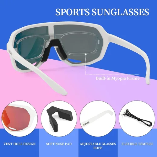 Vista 5 de KAPVOE Gafas de béisbol juveniles de 8 a 14 años de edad para niños, lentes de sol polarizadas para softbol y ciclismo, cara pequeña para adultos