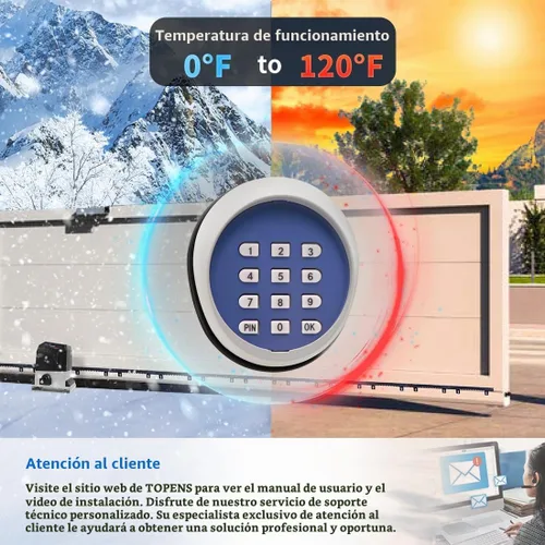 Vista 6 de TOPENS TKP3 - Teclado inalámbrico sin llave, panel de código digital, control de seguridad para abridor automático de puertas correderas de garaje