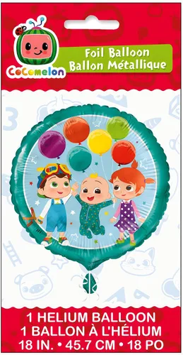 Vista 2 de Cocomelon - Globo redondo de aluminio, 18 pulgadas (1 unidad), globo colorido fácil de inflar, suministros de fiesta ideales para fiestas temáticas