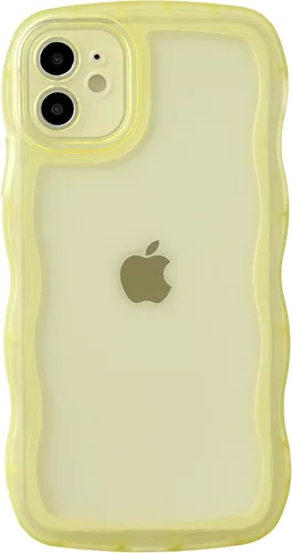 Vista 7 de Caseative Funda para iPhone 11, color negro Marco de onda rizada de color sólido claro suave