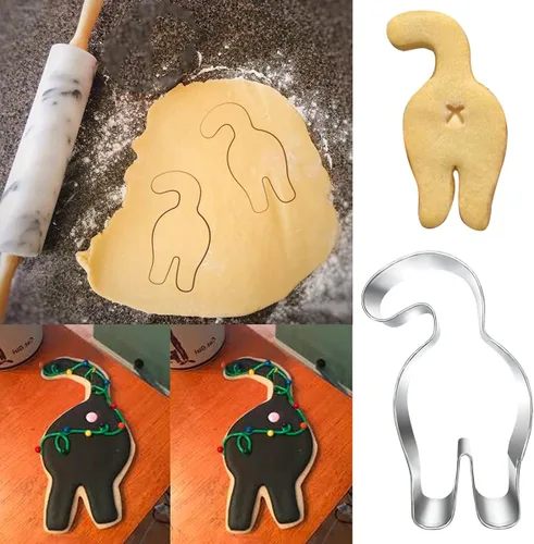 Vista 6 de LUBTOSMN Juego de 6 moldes de cortador de galletas de gatito, cara de gato, trasero de gatito, pata y 3 formas lindas para fiestas temáticas de gatos