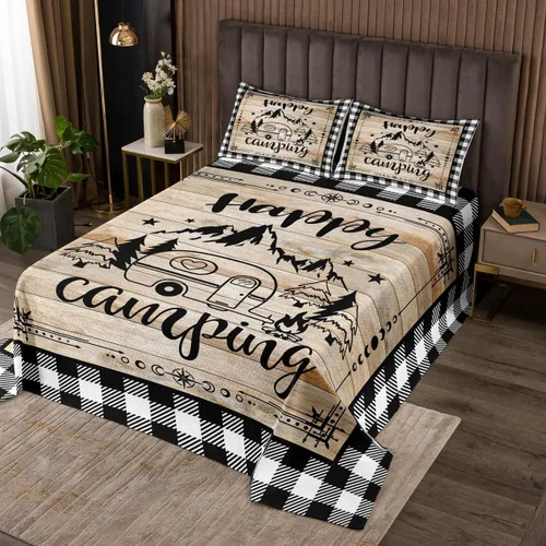 Vista 10 de Erosebridal Juego de edredón de oso tamaño individual, juego de colcha de animales de la selva para niños y niñas, juego de ropa de cama retro