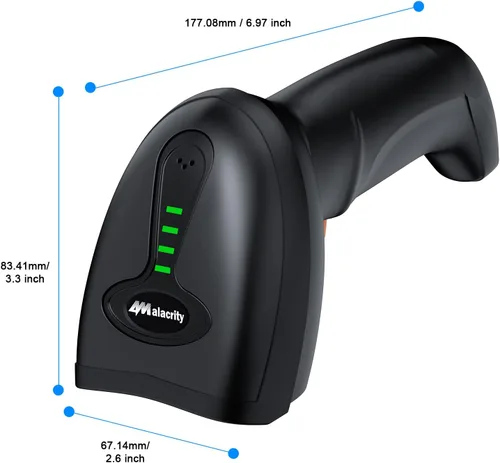 Vista 9 de Escáner de código de barras inalámbrico Bluetooth con funda, funda de lector de código de barras de longitud ajustable, batería recargable de 1800