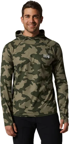 Vista 13 de Mountain Hardwear Sudadera con capucha elástica de montaña para hombre, para senderismo, casual, campamento y mochilero Estampado De Tinte De Hielo