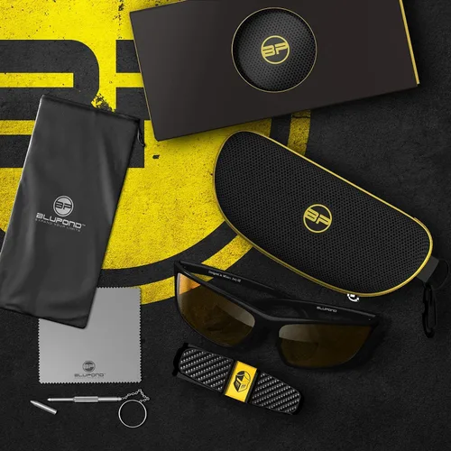 Vista 2 de BLUPOND Gafas de conducción nocturna para hombres/mujeres - HD Yellow Vision para máxima claridad - Rally Negro