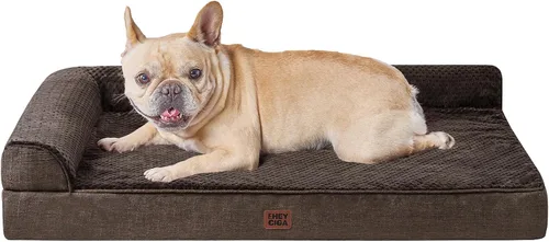 Vista 79 de EHEYCIGA - Cama ortopédica para perros de tamaño mediano, cama de espuma viscoelástica para perros, color beige Small Dog Sofa with Washable