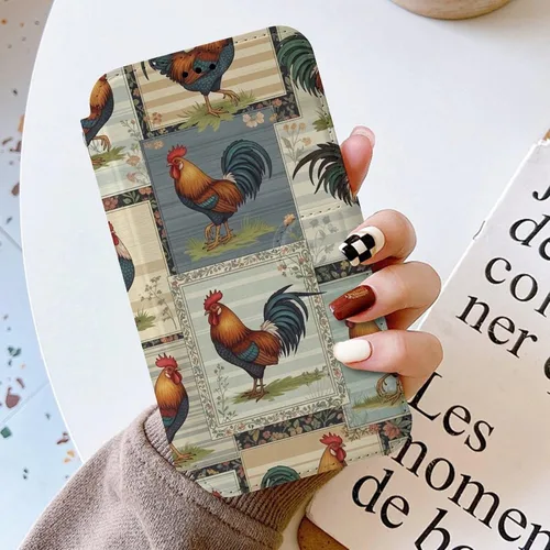 Vista 3 de SWEET TANG Compatible with iPhone 17 Pro Wallet Case Women PU Leather Shockproof Protective Folio Flip Cover (Chicken Chickens)