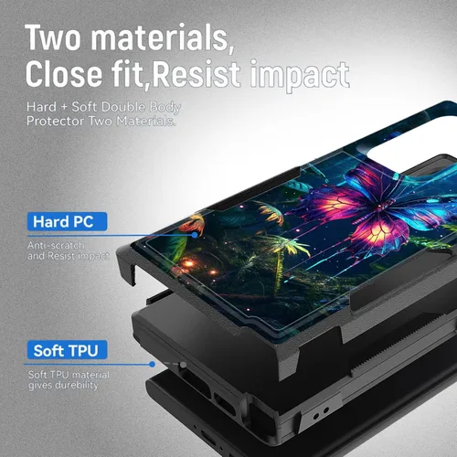 Vista 552 de Funda para Galaxy A14 5G, resistente de doble capa híbrida de policarbonato duro, goma suave, a prueba de golpes, funda protectora resistente