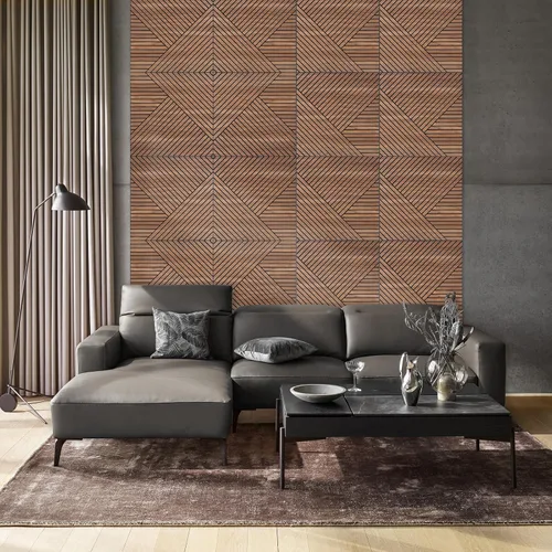 Vista 7 de Paneles de pared acústicos 3D autoadhesivos para despegar y pegar, paquete de 8 paneles insonorizados con patrón de madera autoadhesivos de 23.6 x