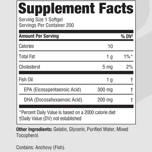 Vista 2 de Suplemento EPA DHA Omega 3 300 mg EPA 200 mg DHA por porción Aceite de pescado Omega 3 ácidos grasos para mujeres y hombres Aceite de pescado