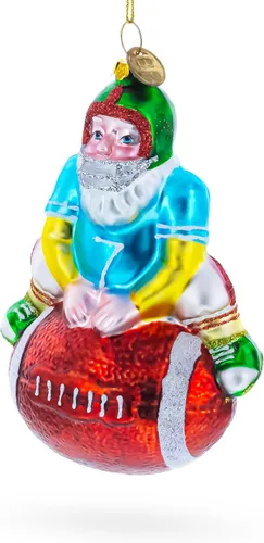 Vista 2 de Adorno navideño de cristal de Papá Noel de fútbol