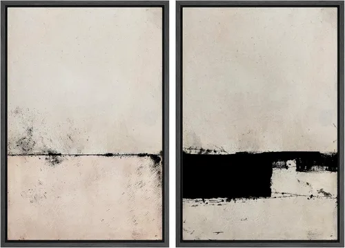 Vista 155 de SIGNWIN Lienzo enmarcado para pared, ilustraciones abstractas texturizadas en tonos beige terrosos, arte moderno, decorativo, contemporáneo