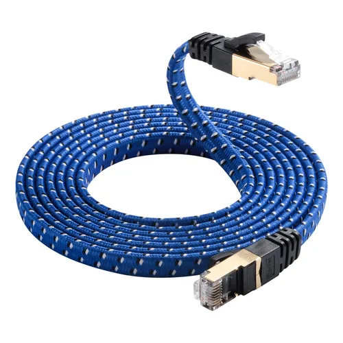 Vista 7 de Cable Ethernet Cat 7, DanYee, de nailon CAT7 de alta velocidad, profesional, chapado en oro, cables STP CAT 7 RJ45, cable Ethernet de 3 ft, 10 ft