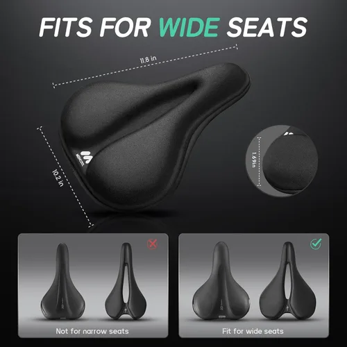 Vista 2 de MEENCOOL Bike Seat Cushion - Gel Padded Bike Seat Cover for Men Women Comfort, Adjustable Velcro Secure Bicycle Seat Cushion Compatible with