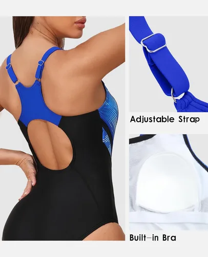 Vista 3 de beautyin Trajes de baño deportivos de una pieza para mujer, con control de abdomen, adelgazantes, trajes de baño deportivos
