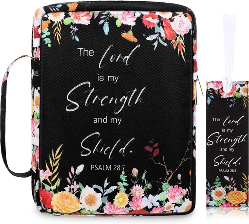 Vista 9 de Laumoi Funda para la Biblia para mujer, funda de Biblia floral de 10 pulgadas, bolsa protectora portátil para suministros de estudio bíblico, Varios