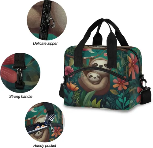 Vista 5 de Blueangle Lindas bolsas de almuerzo de perezosos para mujeres y hombres, bolsa de almuerzo, lonchera térmica resistente al agua, bolsa de almuerzo