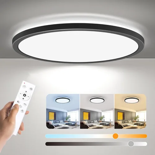 Vista 14 de BLNAN Lámpara de techo LED regulable con control remoto, 12 pulgadas, 3000 K-6500 K, color de luz ajustable, moderna lámpara de techo ultrafina