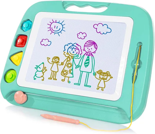 Vista 12 de SGILE Tablero magnético de dibujo para niños, juguetes para niños pequeños de 1, 2, 3, 4 años, bloc de bocetos y bocetos con 4 sellos, juguetes