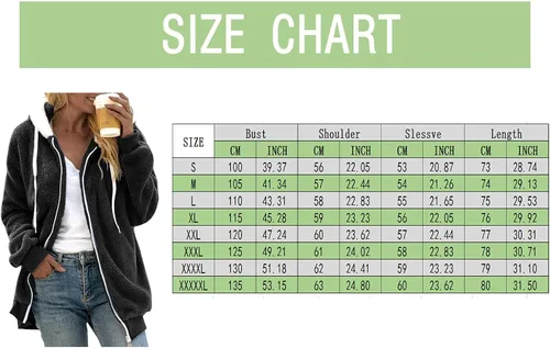 Vista 9 de Chaqueta mullida con cremallera para mujer sudadera de manga larga abrigo de peluche con bolsillos Beige