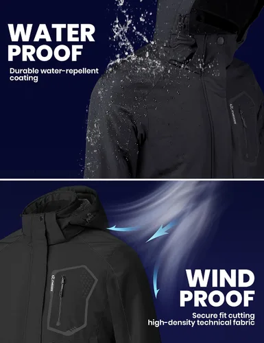 Vista 4 de Ewedoos Chaquetas de esquí de nieve para mujer con capucha desmontable, resistente al viento, chaqueta de snowboard de invierno para mujer