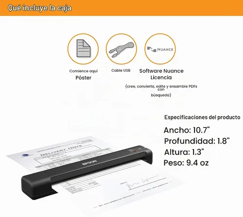 Vista 8 de Epson Workforce ES-55R Escáner móvil de recibos y documentos con software de gestión de recibos para PC y Mac