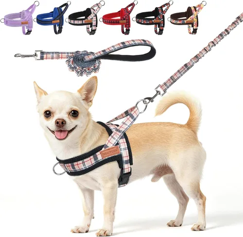 Vista 62 de BEAUTYZOO Arnés para Perros Pequeños, Juego de Arnés y Correa sin Tirones, Arnés de Pecho para Cachorros a Prueba de Escapes con Mango, Arnés Beige