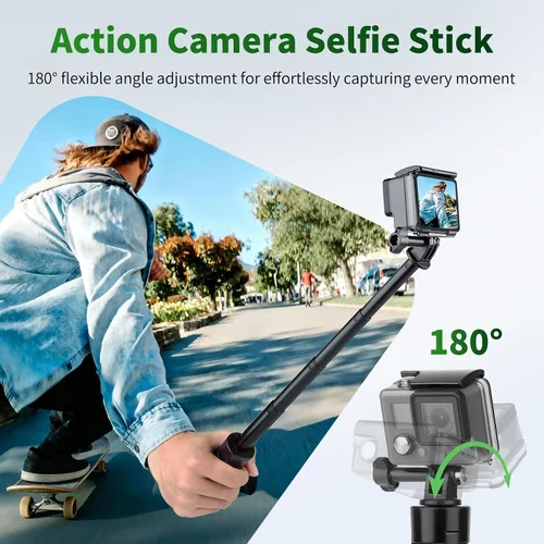 Vista 5 de JOILCAN Mini trípode para selfie stick de 25.2", trípode portátil con mango Cámara de acción Selfie Stick para GoPro Hero 13/12/11/10/9/8/Max