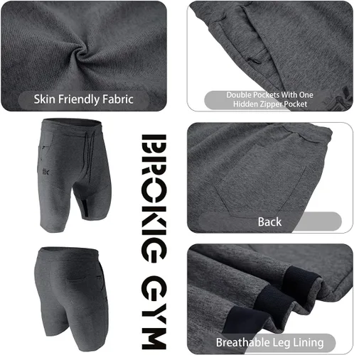 Vista 5 de BROKIG Pantalones cortos de entrenamiento de malla para hombre, pantalones cortos de entrenamiento para gimnasio, fisicoculturismo, pantalones