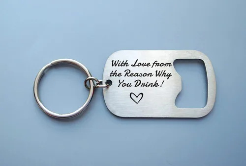 Vista 5 de Llavero abrebotellas de cerveza con el amor de la razón por la que bebes regalo para el día de San Valentín para marido novio regalo para el día