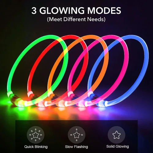 Vista 2 de BSEEN Collar de Perro Iluminado – Collar de Perro LED Visible a 360° Impermeable Recargable – Collar Brillante de TPU Cortable para Mascotas