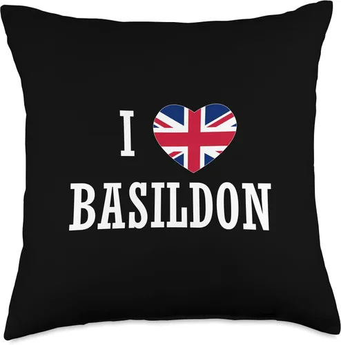 Vista 4 de I Love Basildon England Union Jack Flag Heart English Throw Pillow