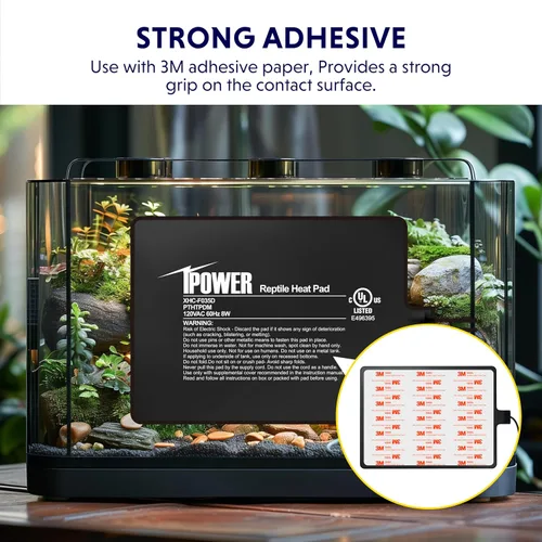 Vista 4 de iPower Almohadilla de Calor para Reptiles de 6 x 8 Pulgadas, 8 W, Calentador de Terrario Debajo del Tanque, Alfombrilla Calefactora para Tortuga