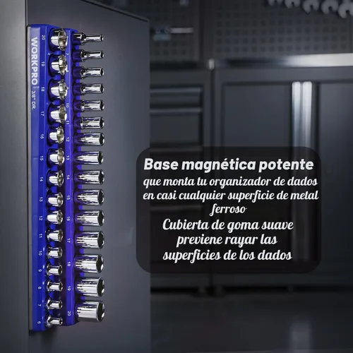 Vista 5 de WORKPRO Juego de 32 piezas de llaves de vaso métricas de 3/8 pulgadas y trinquete, que incluye 30 llaves de vaso métricas profundas y poco