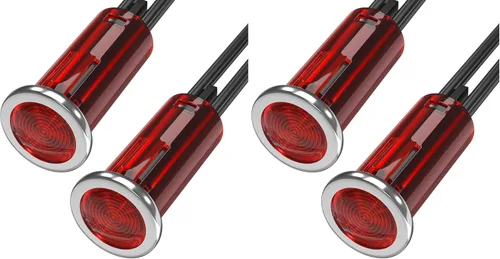 Vista 7 de DaierTek Luz Indicadora LED de 1/4" 12 Voltios 6mm 12V Lámpara Piloto Roja IP67 Impermeable Material de Aluminio Metal Bisel Negro Marino con Cables