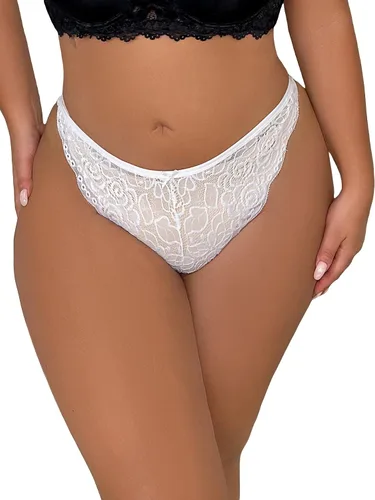 Vista 2 de SOLY HUX Tangas de encaje floral para mujer, talla grande, 5 piezas, ropa interior sexy