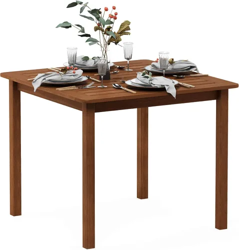 Vista 7 de Furinno FG16504 Tioman - Mesa de café de patio de madera dura al aire libre con aceite de teca, 1 nivel, marrón
