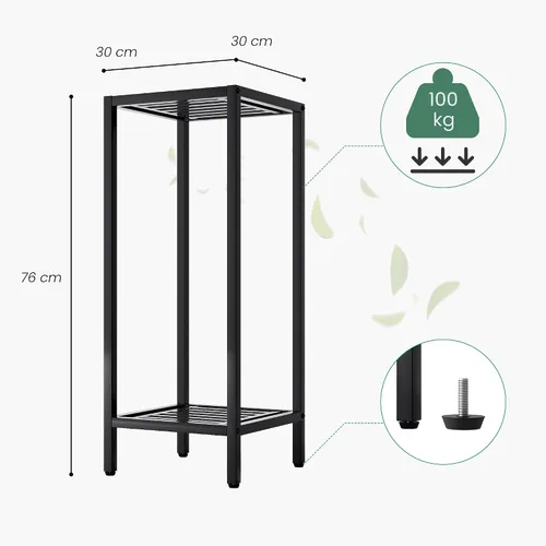 Vista 4 de Zhongma Soporte para Plantas de Interior y Exterior de 2 Niveles de 30" de Alto, 12 L x 12 W x 30 H pulgadas, Soporte de Flores de Metal Cuadrado
