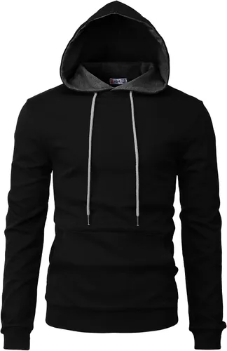 Vista 7 de H2H Sudadera con Capucha Tipo Pullover para Hombre, Ligera, de Manga Larga, con Bolsillo Canguro, Ajuste Ceñido, Básica, Casual, Suéter