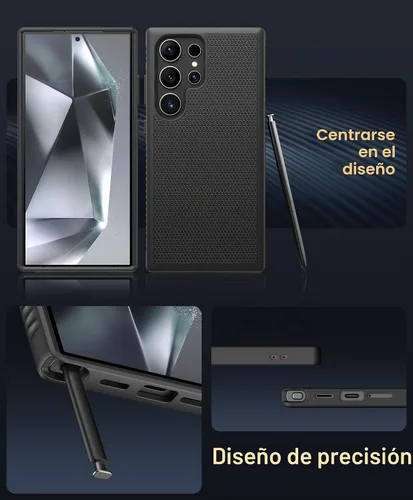 Vista 6 de Funda para Samsung Galaxy S24 Ultra, [probada en caídas de grado militar], delgada, ligera, duradera, resistente, a prueba de golpes, funda Negro