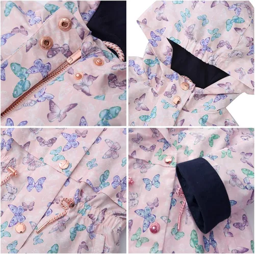 Vista 3 de Rokka&Rolla Chaqueta impermeable con capucha para niñas, ligera, rompevientos