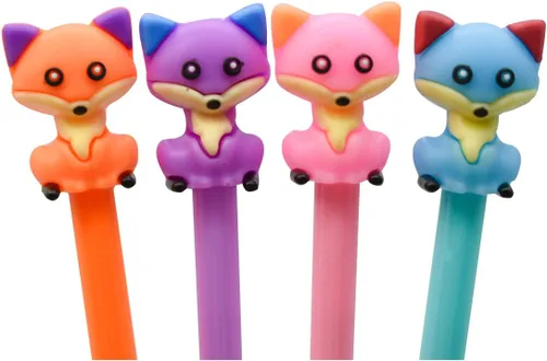 Vista 2 de 12 Uds lindo Kawaii Fox Bolígrafos Novedad Dibujos Animados Animal Gel Pen Foxes Pen 0.020 in Tinta Negra Para La Escuela Casa Oficina Papelería
